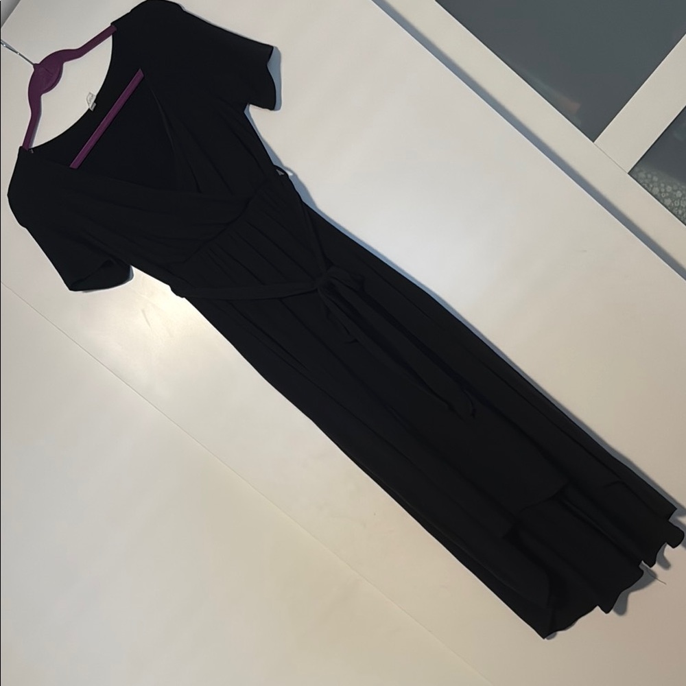 Pink Blush Black Wrap Dress